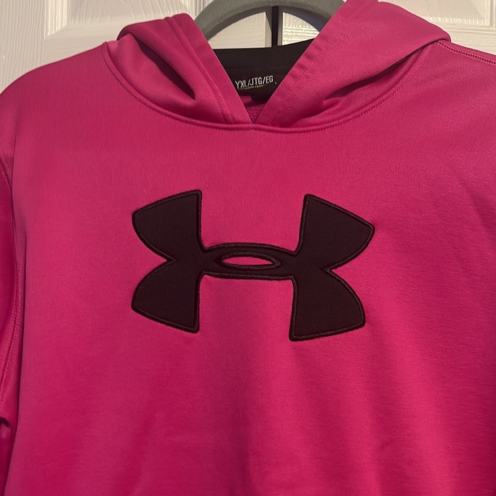 Under Armour kids dri-fit hoodie in magenta pink size youth XL - Picture 2 of 8